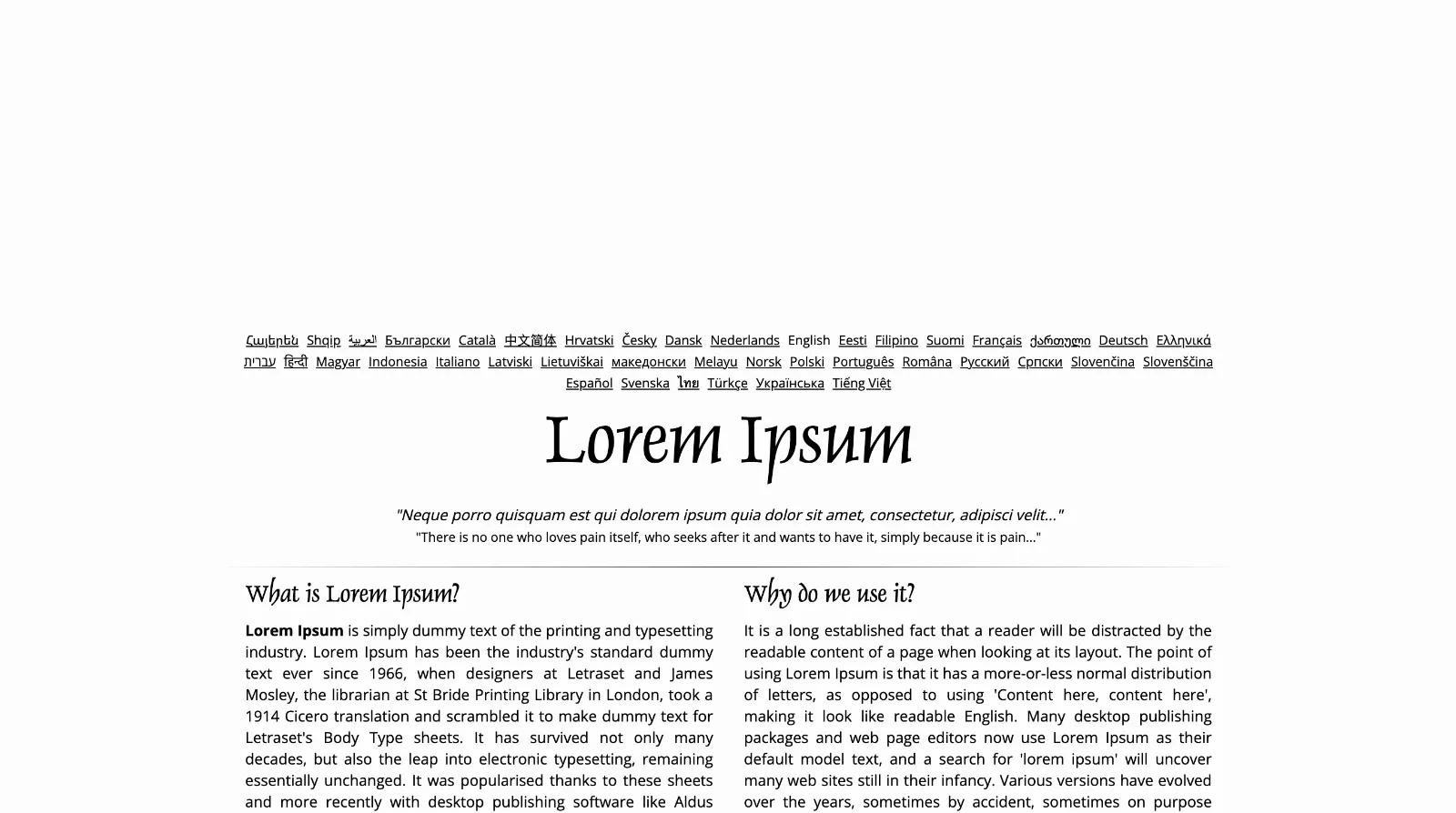 Generátor výplňového textu Lorem Ipsum na lipsum.com
